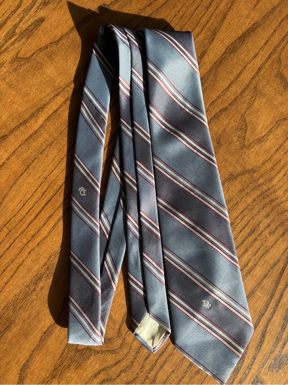 Vintage Christian Dior Paris Men Narrow LOGO Multi-Color STRIPE Neck Ties